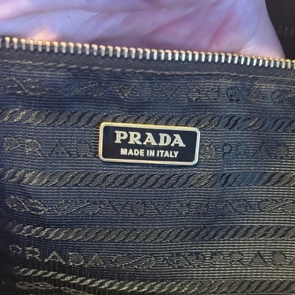 Prada $25 start Vintage Black Nylon Tote with Gold Accents - Picture 14 of 17